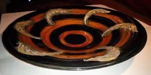 Vintage Kaleidoscopio Art Glass Centerpiece Bowl Italy Fused with Copper 15" - Picture 1 of 22