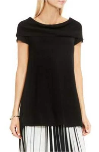 VINCE CAMUTO Size S Ribbed Off The Shoulder Tunic Sweater Top BLACK - Picture 1 of 2