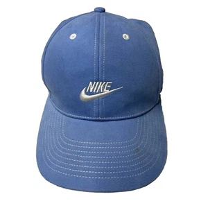 Vintage Nike Hat Cap Blue Swoosh Logo Fitted OSFA Streetwear Hip Hop Sportswear - Picture 1 of 13