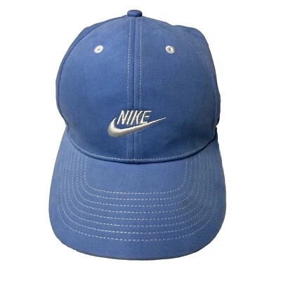 Vintage Nike Hat Cap Blue Swoosh Logo Fitted OSFA Streetwear Hip Hop Sportswear - Image 1 of 4