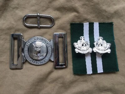 Original Rhodesian Light Infantry RLI Army Collars & Dress Belt Buckle Set UDI - Image 1 of 4