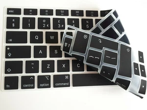 UK EU Tastatur Skin Abdeckung für Apple MacBook AIR 13 A2337 (M1) 2020 klar & schwarz - Bild 1 von 12