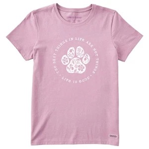 Life is Good 139641 - Women's Best Things Floral Paw Short Sleeve Tee - Violet P - Picture 1 of 3