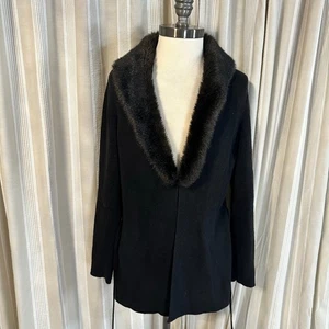 Vintage 90s/Y2K Black Detatchable Fur Collar Cardigan Size Small  - Bild 1 von 6