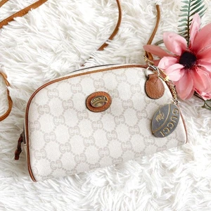 GUCCI Mini Shoulder Bag White Camel PVC Leather GG Pattern Women From Japan - Picture 1 of 24