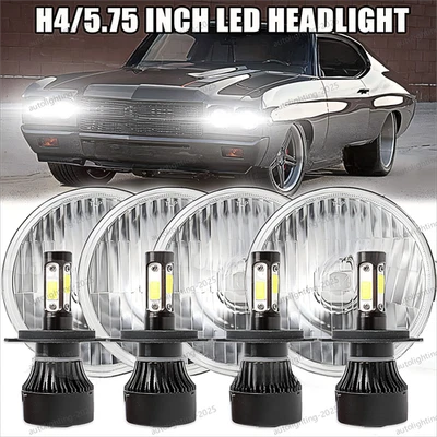 Faros LED redondos HI-Lo de 5-3/4" 5,75" para Chevrolet Impala El Camino Chevelle Foto 1 de 4