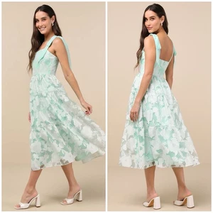 Lulus Proof of Perfection Dress Women's L Mint Green Midi Floral Tiered NWOT - Picture 1 of 12