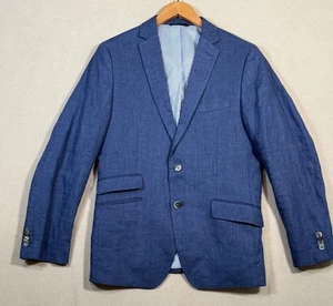 Banana Republic Linen Blazer Mens 40R  Slim Fit Blue Jacket Modern Preppy Office - Picture 1 of 8