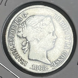 1868 Philippines Silver 20 Centavos VF Condition Coin Only 1,126,400 Minted - Picture 1 of 14