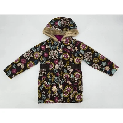Late Y2K Era Old Navy Girls 4T Floral Winter Coat (2010) – Faux Fur Hood - Image 1 of 4