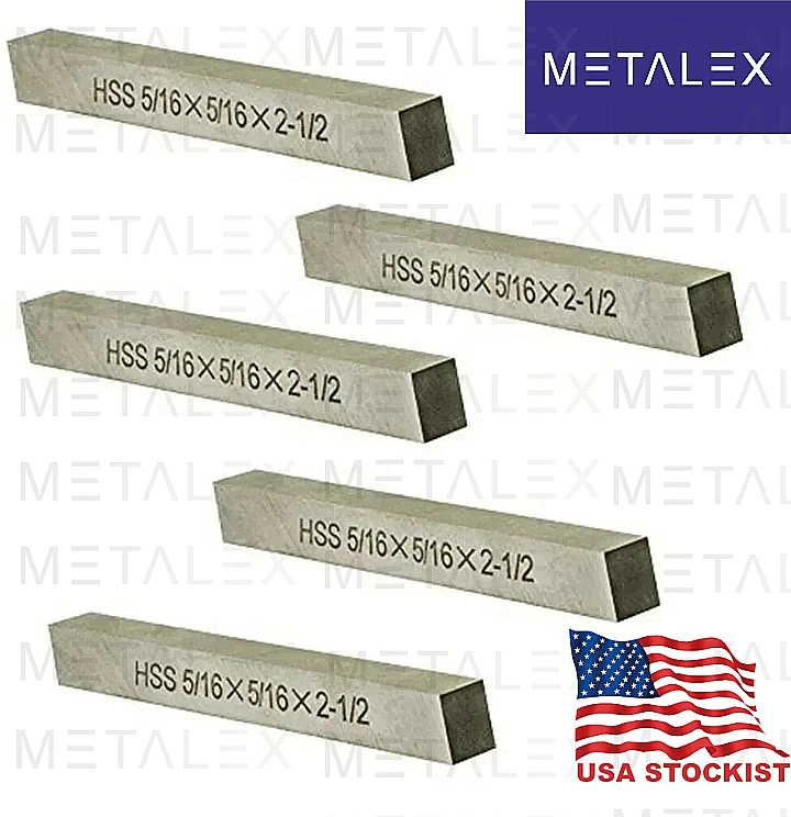 5 Pc 1/4" Square HSS Tool Bit Set M2 Grade 2-1/2" Length Lathe Cutting Tools - Image 1 of 4