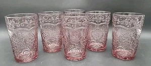 6- Pioneer Woman ~ AMELIA ~ PINK ~ 15.22 Ounce ~ Embossed Glass Tumblers - Picture 1 of 13