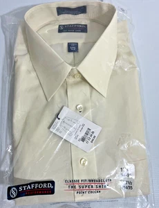 Súper Camisa Stafford 17-1/2 34/35 Classic Fit, Marfil, Cuello Punta Manga Larga - Imagen 1 de 5