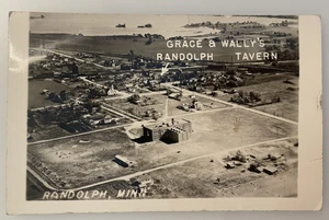 Randolph Minnesota RPPC vista aerea sezione business, foto - Foto 1 di 2