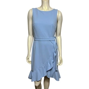 Calvin Klein PowdeCalvin Klein Powder Blue Ruffle Hem Sleeveless Dress Size 8 - Picture 1 of 6