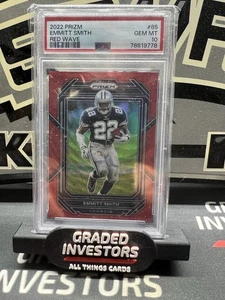 2022 Panini Prizm Emmitt Smith Red Wave #85 PSA 10/149 HOF Cowboys - Foto 1 di 2