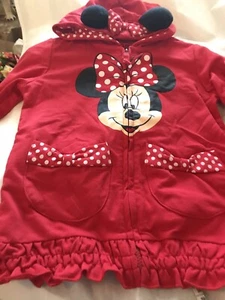 Disney Minnie Mouse Girls Sz 6X Hooded Jacket Red NWT ZIP Up Adorable - Picture 1 of 6