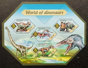 SOLOMON ISLANDS DINOSAUR STAMPS 2014 MNH PREHISTORIC ANIMALS CARNOTAURUS TROODON - Picture 1 of 1