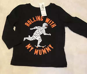 Rolling with my Mummy cute Old Navy size 6-12 mos long sleeve Halloween tshirt - Picture 1 of 5