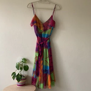 MORRISSEY Vintage Multicolour Slip Dress Size 1 90’s Collection Ruffle Rare! - Bild 1 von 12