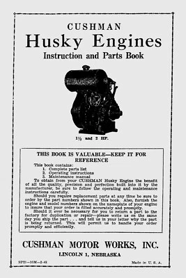 Cushman Husky  1 1/2 and 2 HP Instruction +  Parts Book - Image 1 of 3
