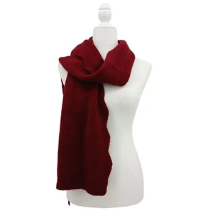 INC International Concepts Scarf Womens One Size Wine Scalloped Edge Knit NWT - Picture 1 of 5