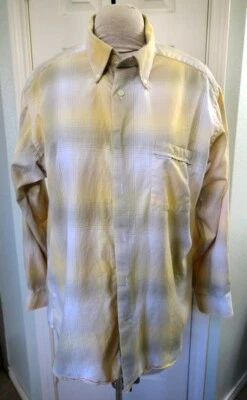 Camisa de manga larga Alex Cannon amarilla y blanca a cuadros 100 % algodón grande Foto 1 de 4