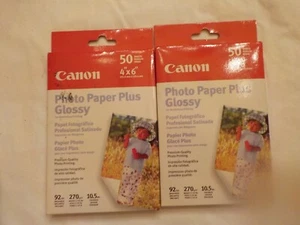TWO PACKS OF 50 4"X6" CANON PHOTO PAPER PLUS GLOSSY - Picture 1 of 2