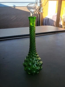 Vintage Empoli Italy Verde Green Bubble Glass Genie Bottle/Decanter - Picture 1 of 3