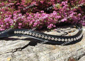 Impresionante cinta para cejas de cuero curvado de cristal transparente para brida de caballo en 4 tamaños - Imagen 1 de 4