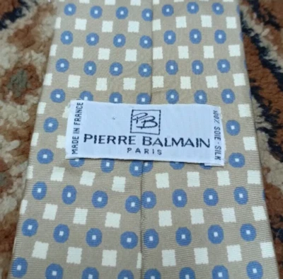 mens vintage Pierre Balmain Paris 100% all silk luxury Retro geometric neck tie - Image 1 of 4