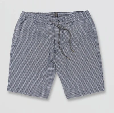Volcom Frickin Mix 19" Elastic Waist Shorts Men's Navy Plaid NEW NWT Medium - Image 1 of 2