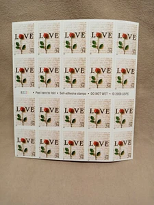 SELLOS USPS - Folleto de 20 como nuevos - LOVE ROSE 34¢ 3497a (B52) - Imagen 1 de 2