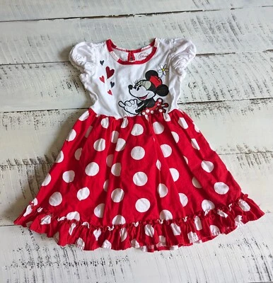 Vestido Disney Talla 4 Blanco y Rojo Lunares Minnie Mouse Volantes Foto 1 de 4