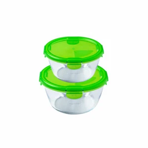 Juego de 2 contenedores de almacenamiento de alimentos Pyrex Cook & Go transparentes/verdes - Imagen 1 de 2
