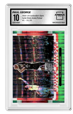 2022–23 Optic Suite Shot Paul George Green Pulsar 13/25 Gem как новые 10 МАТЧ В ФУТБОЛКЕ - Изображение 1 из 2