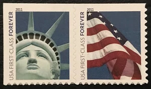 2010 Scott #4559-60 Forever - LADY LIBERTY & FLAG - Pair of Booklet Stamps - MNH - Picture 1 of 1