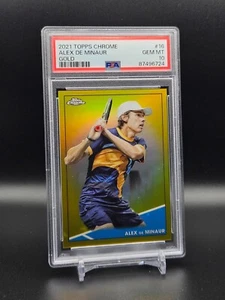 2021 Topps Chrome Tennis Gold Rookie Refractor #16 Alex de Minaur RC /50 PSA 10 - Bild 1 von 2