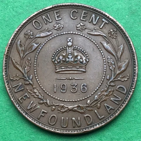 Lot G294 1936 NEWFOUNDLAND CANADA LARGE ONE 1 CENT GEORGE V PENNY COIN Cover