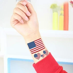 Set of 20 Patriotic 4th of July Tattoos American Flag Temporary Face Stickers - Picture 1 of 8
