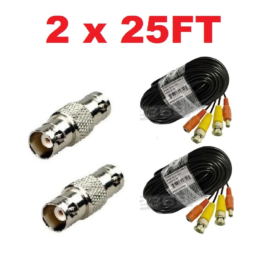 (2) Pack 25ft Pre-made All-in-One Video & Power for Swann CCTV Security Camera - Image 1 of 1