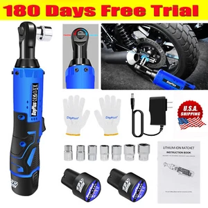 Chiave a Cricchetto Senza Fili 3/8",Kit Attrezzi a Cricchetto con Batterie Li-Ion 2x1500mAh - Foto 1 di 21