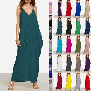 Womens V-Neck Camisole Strappy Cocoon Lagenlook Ladies Italian Drape Baggy Dress - Picture 1 of 74