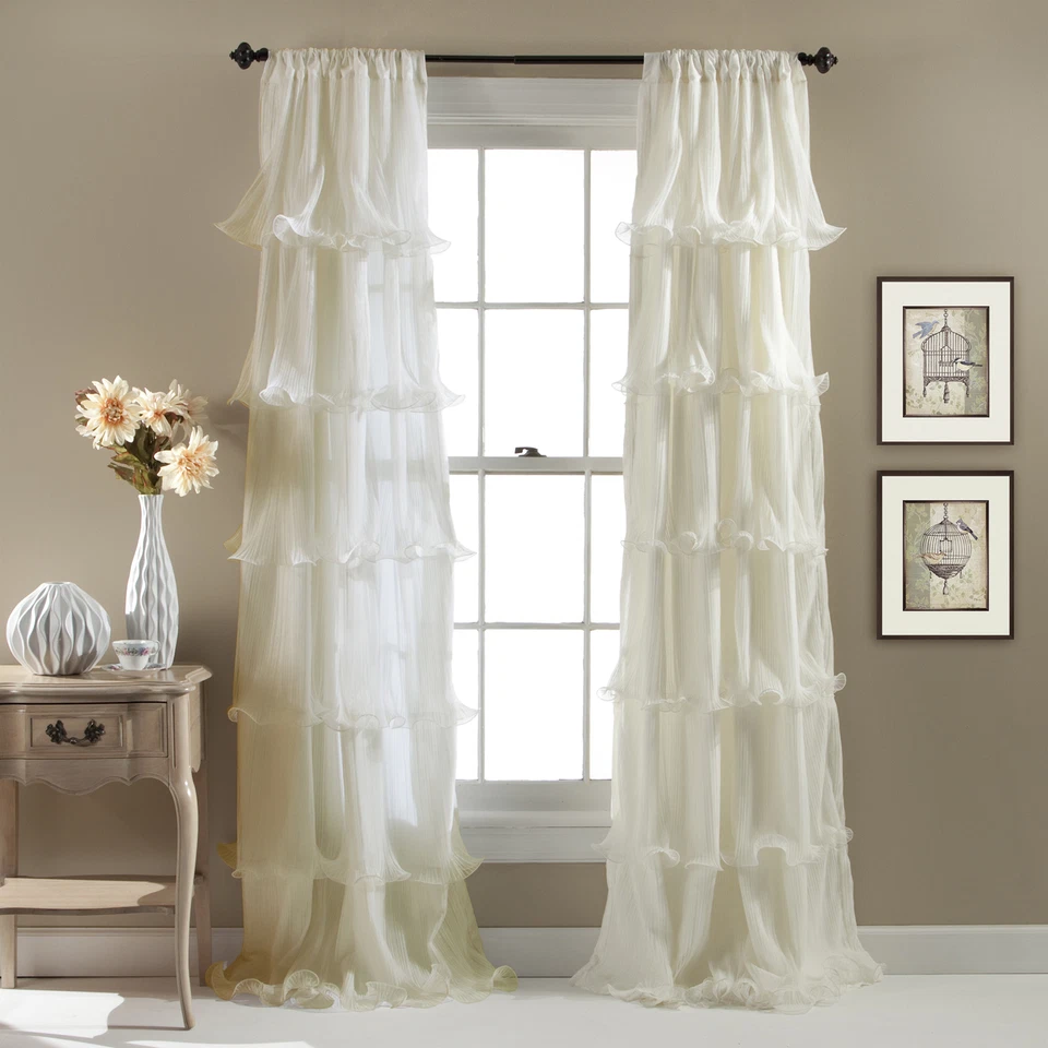 Lush Decor Nerina Window Curtain 84 by 54-inch Ivory