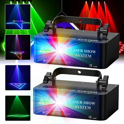2x RGB Stroboskop LED Laser Beam Projektor DMX DJ Disco Lichteffekt Partylicht - Bild 1 von 4