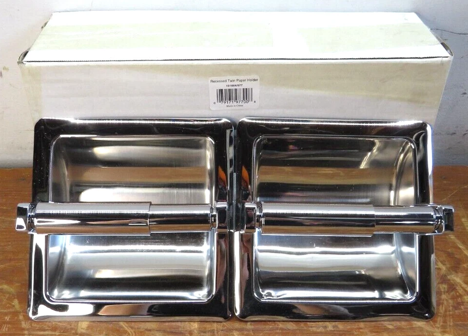 Franklin Brass 977 Recessed Horizontal Twin Paper Holder - Stainless Steel