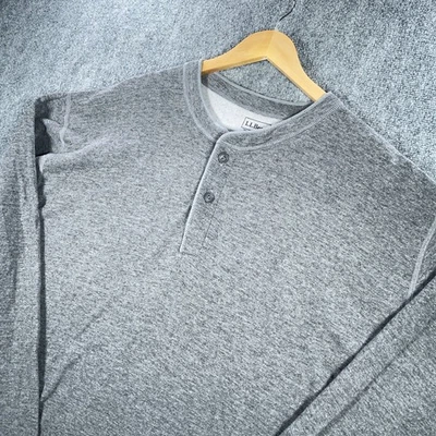 Camisa LL Bean Henley Hombres 2XL Gris Manga Larga Calce Tradicional Algodón Lana #AB950 Foto 1 de 4
