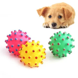 Teeth Cleaning Crazy Funny Pet Toys Squeaky Sound Soft Rubber Dog Chew Ball - Picture 1 of 10