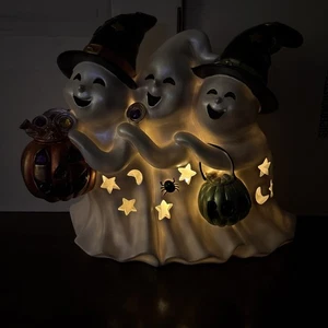 Halloween Illuminated Rare Ghost Trio Trick Or Treating Read - Picture 1 of 13
