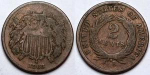 1868  Two Cent Piece - Picture 1 of 1